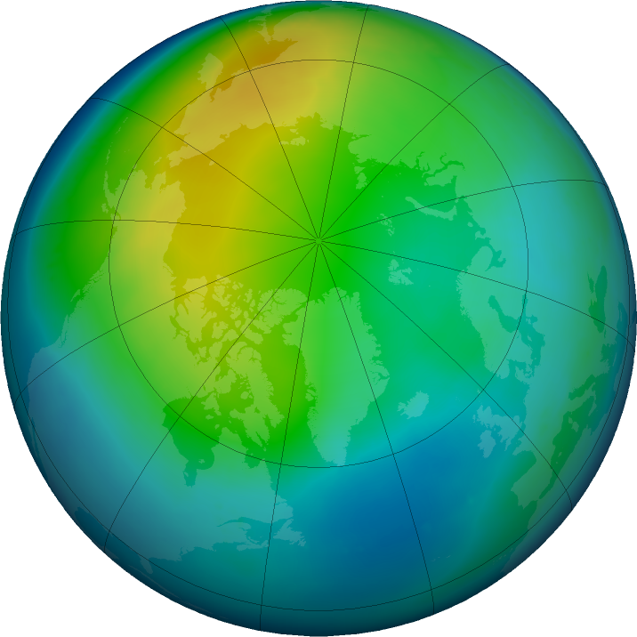 Arctic ozone map for November 2016